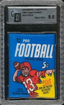1968 Topps Football Unopened Five-Cent Wax Pack – GAI GEM MINT 9.5